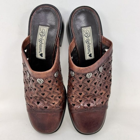 Brighton Fanny Leather Heart Mules Women’s Size 7 M - Picture 7 of 9